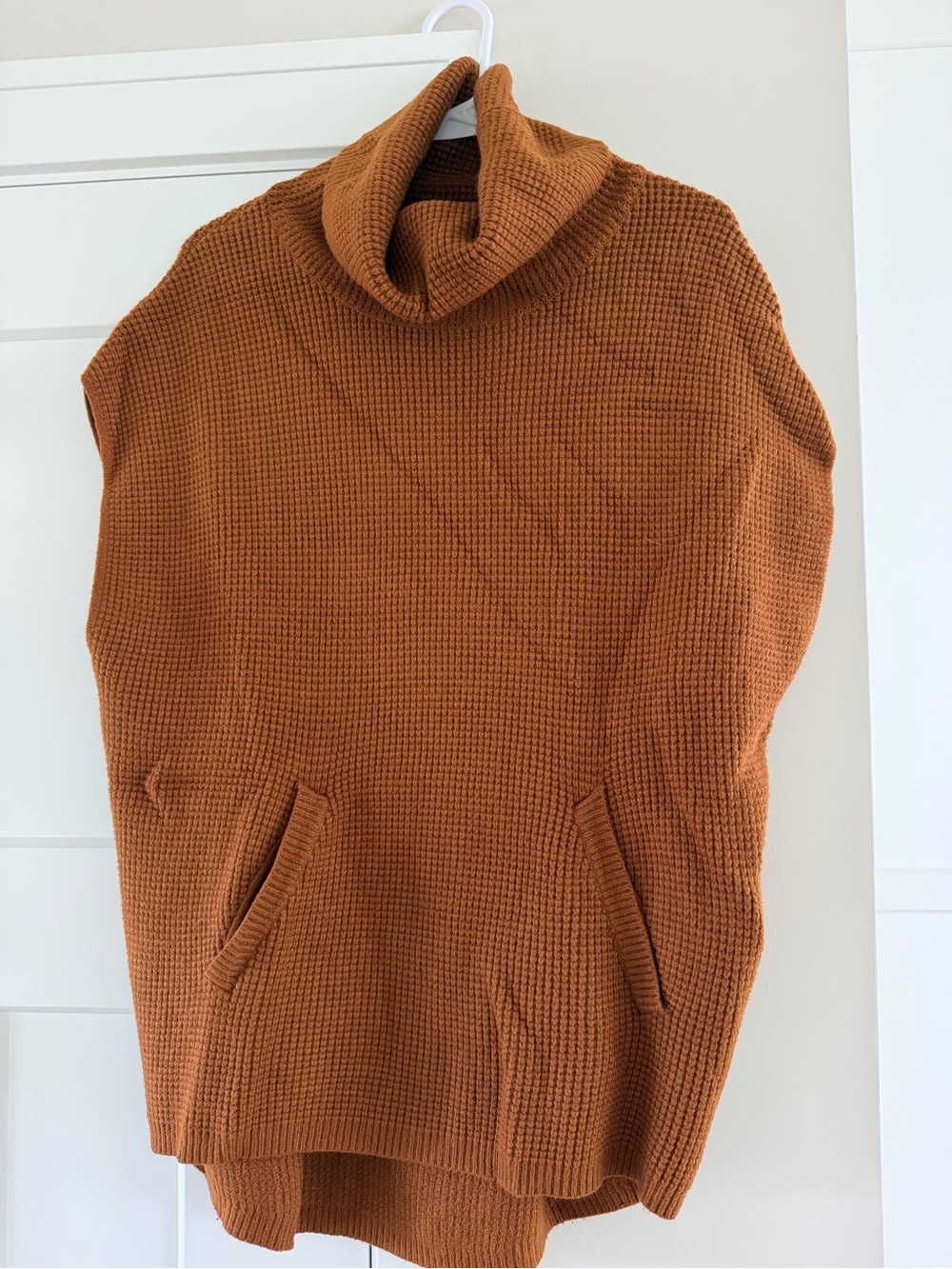 Cozy Rust Cowl-Neck Sweater Vest